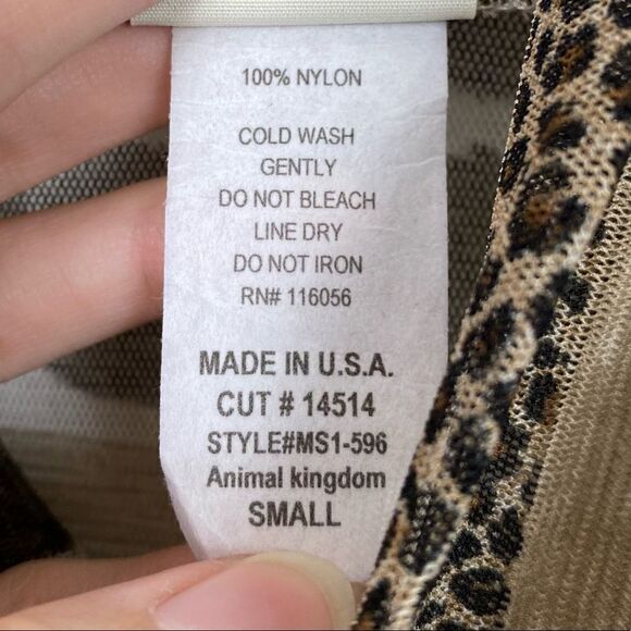 Jess & Jane y2k Style Animal Print Stripe Mesh Cowl Neck Dress - Picture 7 of 7